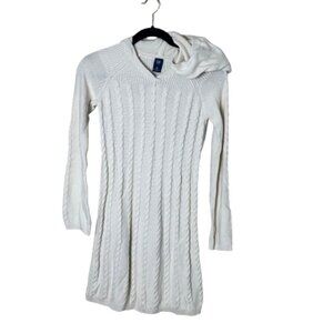 Super Soft GAP KIDS Hooded Sweater Dress Cable Knit Cream Size Large / 10